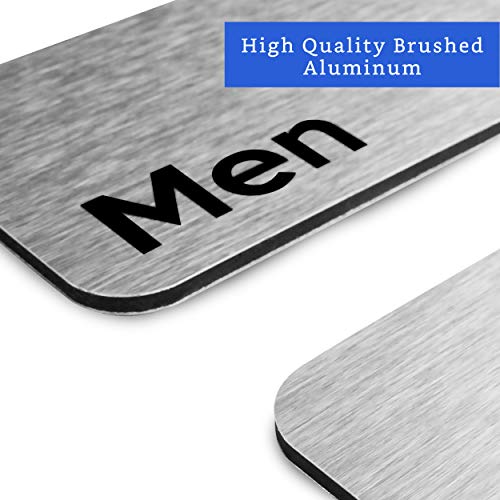 GLOBE ROCKET Men and Women Restroom Sign (Brushed Aluminum Set of 2) - Modern Bathroom Sign for Business - Restroom Signs for Business - Image 3