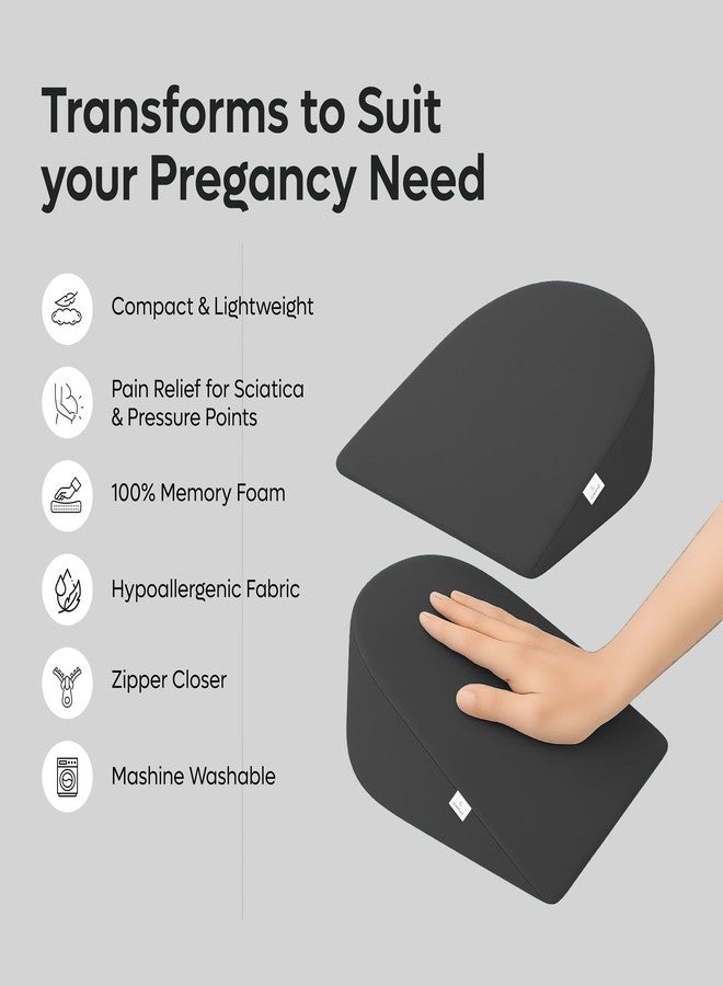 ADMIRAE Half Moon Shape Pregnancy Pillow for Sleeping, Maternity Support, Nursing | Multipurpose Pillow for Back, HIPS, Legs, Belly Support with Removable Washable Velvet Cover, Grey - Image 4