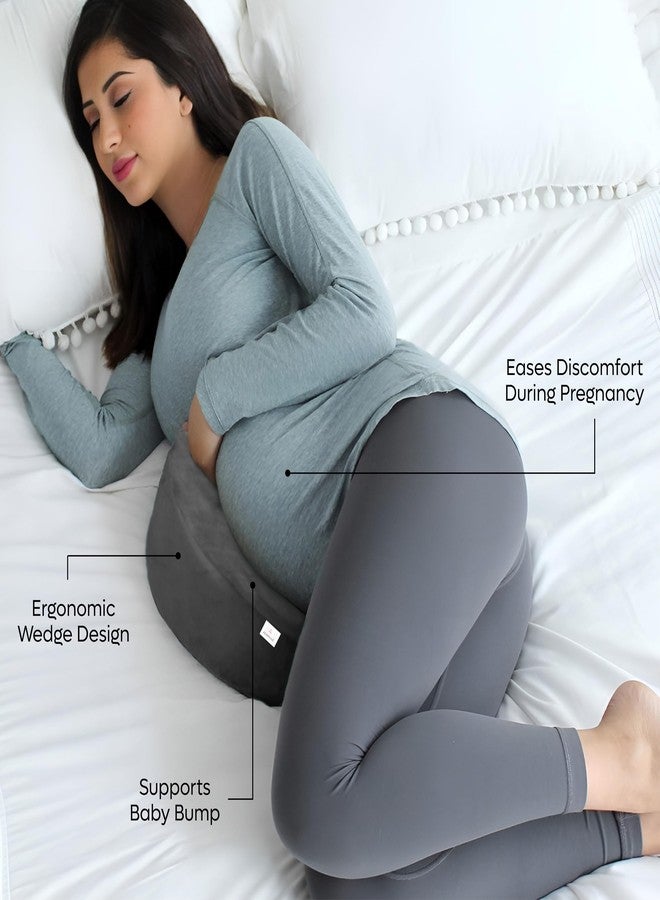 ADMIRAE Half Moon Shape Pregnancy Pillow for Sleeping, Maternity Support, Nursing | Multipurpose Pillow for Back, HIPS, Legs, Belly Support with Removable Washable Velvet Cover, Grey - Image 3
