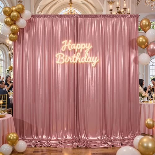 Suppromo 10x10ft Rose Gold Sequin Backdrop Curtain for Parties Glitter Photo Backdrop Wrinkle Free Polyester Drapes Shimmer Back Drop for Wedding Birthday Baby Shower Photography Background 2 Panels 5x10ft - Image 5