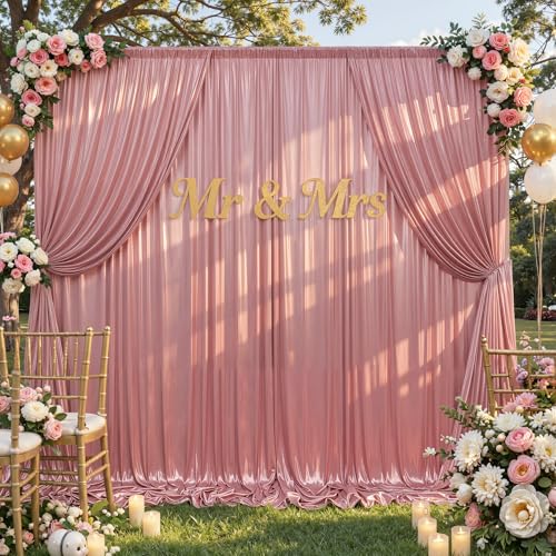 Suppromo 10x10ft Rose Gold Sequin Backdrop Curtain for Parties Glitter Photo Backdrop Wrinkle Free Polyester Drapes Shimmer Back Drop for Wedding Birthday Baby Shower Photography Background 2 Panels 5x10ft - Image 4