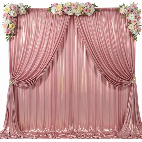Suppromo 10x10ft Rose Gold Sequin Backdrop Curtain for Parties Glitter Photo Backdrop Wrinkle Free Polyester Drapes Shimmer Back Drop for Wedding Birthday Baby Shower Photography Background 2 Panels 5x10ft - Image 2