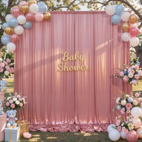 Suppromo 10x10ft Rose Gold Sequin Backdrop Curtain for Parties Glitter Photo Backdrop Wrinkle Free Polyester Drapes Shimmer Back Drop for Wedding Birthday Baby Shower Photography Background 2 Panels 5x10ft - Image 3