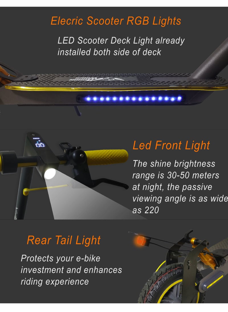 ROHAN WINGS - Folding Electric Skating Scooter with Dual Shock Absorber RGB Light Inflatable Tyres 25-45KM/H Speed Bluetooth App Control for Adults - Image 1