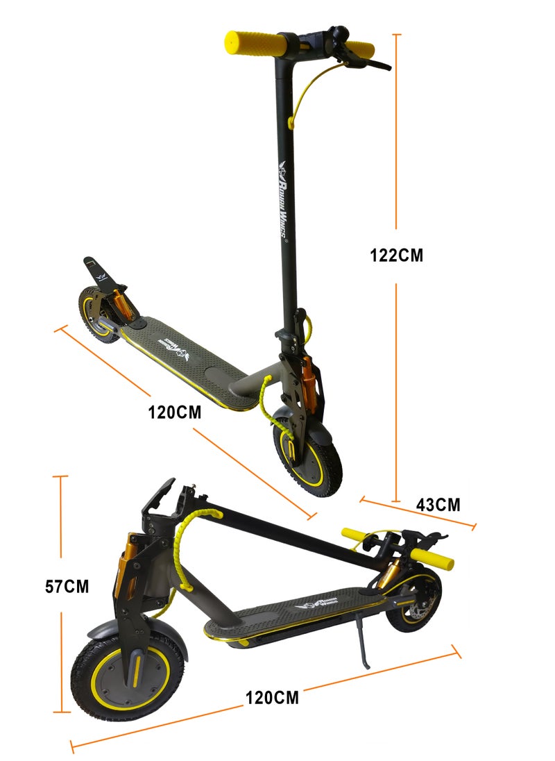 ROHAN WINGS - Folding Electric Skating Scooter with Dual Shock Absorber RGB Light Inflatable Tyres 25-45KM/H Speed Bluetooth App Control for Adults - Image 1