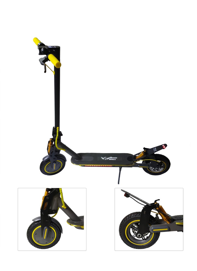 ROHAN WINGS - Folding Electric Skating Scooter with Dual Shock Absorber RGB Light Inflatable Tyres 25-45KM/H Speed Bluetooth App Control for Adults - Image 1