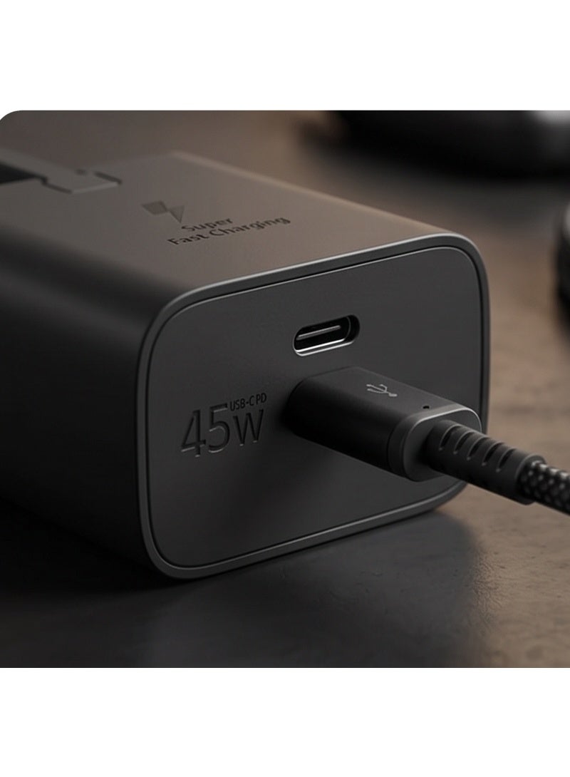 جون بولز شاحن جداري فائق السرعة بقوة 45 واط بمنفذ USB-C، مزود بقابس ثلاثي الأطراف، متوافق مع هواتف سامسونج جالاكسي S25 ألترا/S25+/S25، وS24 ألترا، وسلسلة S23، والهواتف الذكية والأجهزة اللوحية التي تعمل بنظام أندرويد، بالإضافة إلى أجهزة USB-C. - Image 5