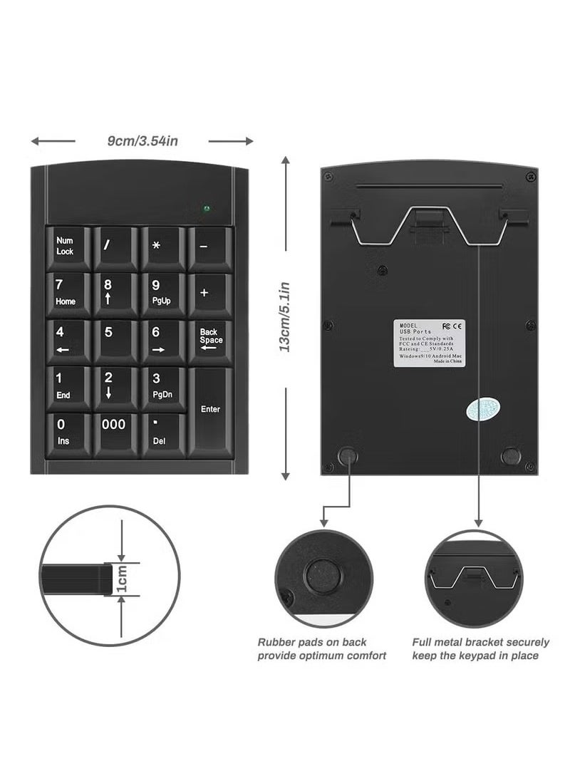 MIGOFAST Number Pad 19 key Portable Wired Numeric Keypad Keyboard Extensions with Multiple Shortcuts for Laptop Desktop PC Notebook  - Image 4