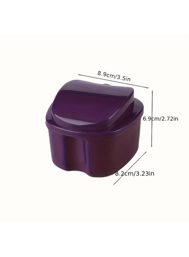 Purple Portable Durable Denture Care Kit With Built In Brush Filter Easy Clean Plastic Case - Image 4