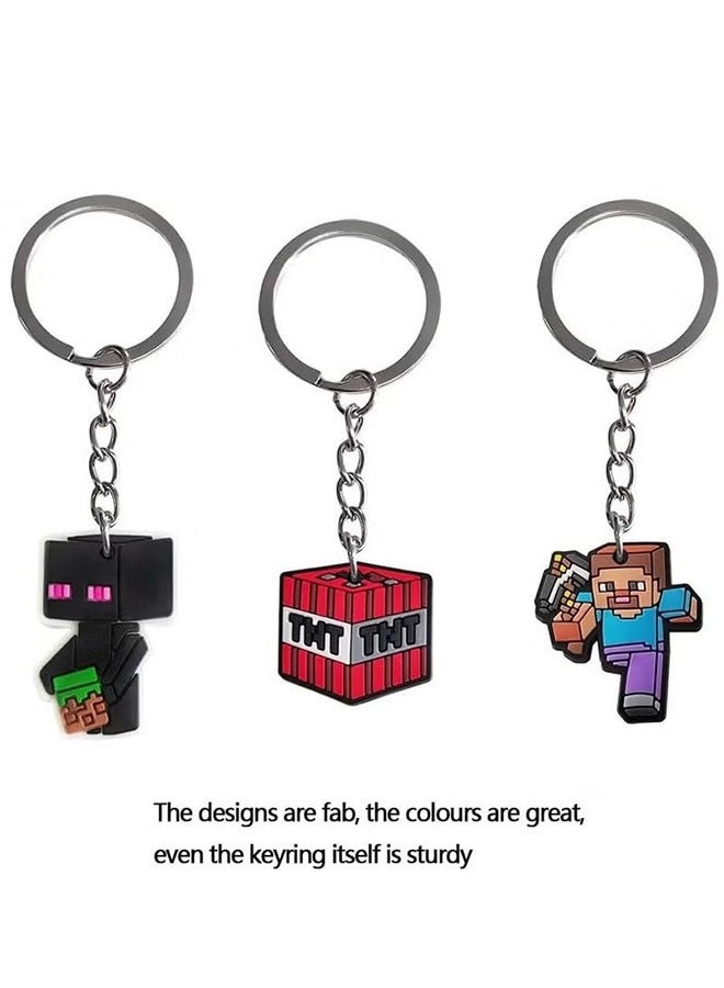 10 جهاز كمبيوتر شخصي من سلاسل المفاتيح Minecraft، هدية عيد ميلاد خفيفة WeightKey علامات حقيبة حقيبة الظهر، خاتم المفاتيح المحمولة للفتيان البنات الأطفال - Image 4