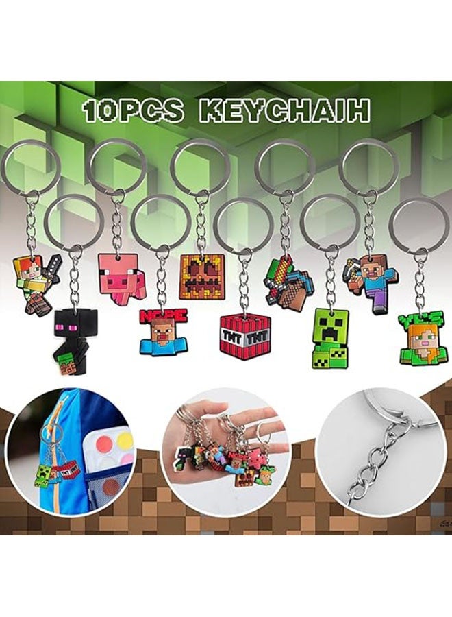 10 جهاز كمبيوتر شخصي من سلاسل المفاتيح Minecraft، هدية عيد ميلاد خفيفة WeightKey علامات حقيبة حقيبة الظهر، خاتم المفاتيح المحمولة للفتيان البنات الأطفال - Image 2
