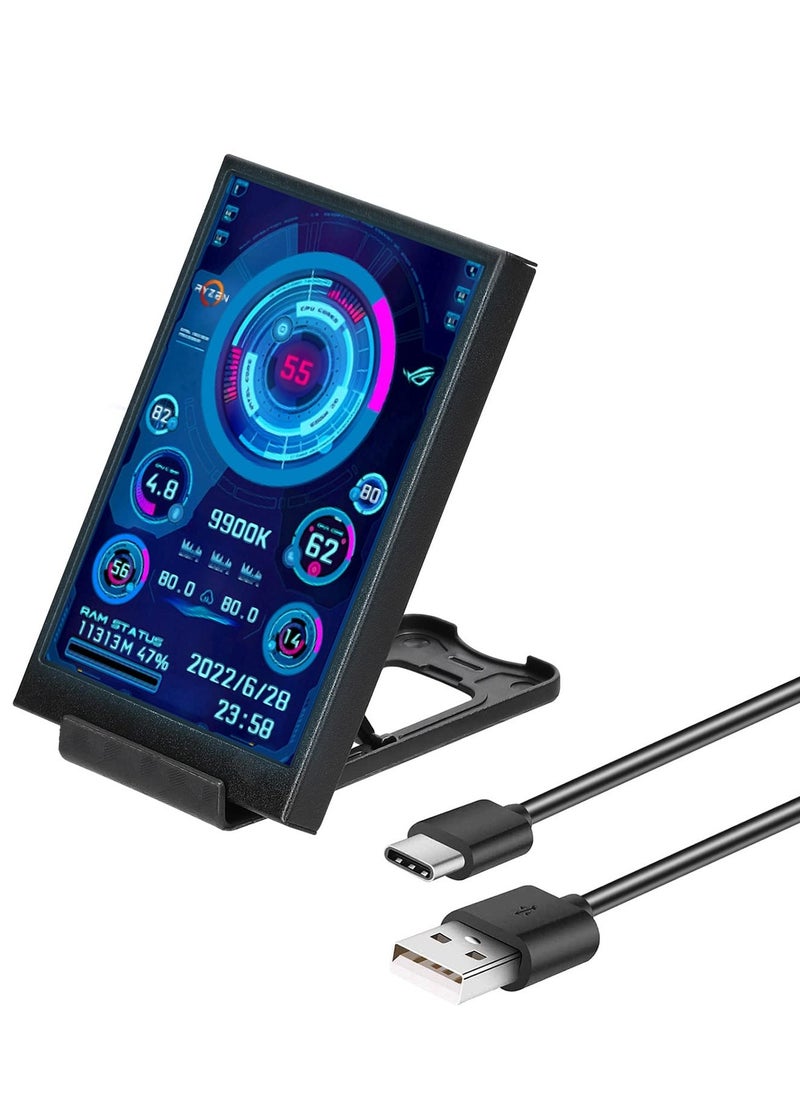 Generic - 3.5 inch IPS USB Mini Screen AIDA64 PC CPU RAM HDD Temp Monitor Portable, Mini Monitor Sensor Panel Temperature Display Type C Sub Screen - Image 1