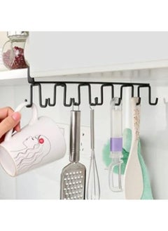 Generic Kitchen Mug Hanger - Metal Mug Rack with Hooks for Under Cabinet Mounting (Black) - Cup Holder Wall Mount Kitchen Shelf Hanging Mug Holder - Under Cabinet Mug Holder Hooks for Coffee Mugs No Drilling Kitchen Tools for Cup and Utensil Storage - Modern Double Mug Rack Under Cabinet for Kitchen - Hassle Free Installation - Hook for Organizing Mugs and Spoons  - Image 2
