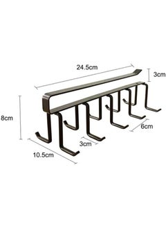 Generic Kitchen Mug Hanger - Metal Mug Rack with Hooks for Under Cabinet Mounting (Black) - Cup Holder Wall Mount Kitchen Shelf Hanging Mug Holder - Under Cabinet Mug Holder Hooks for Coffee Mugs No Drilling Kitchen Tools for Cup and Utensil Storage - Modern Double Mug Rack Under Cabinet for Kitchen - Hassle Free Installation - Hook for Organizing Mugs and Spoons  - Image 1