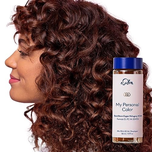 eSalon Permanent Hair Color & Hair Dye Kit - Dark Brown Copper Mahogany - Personal Colorist for Up To 100% Gray Coverage, All Hair Types - Professional-Grade Ammonia-Free - Image 1