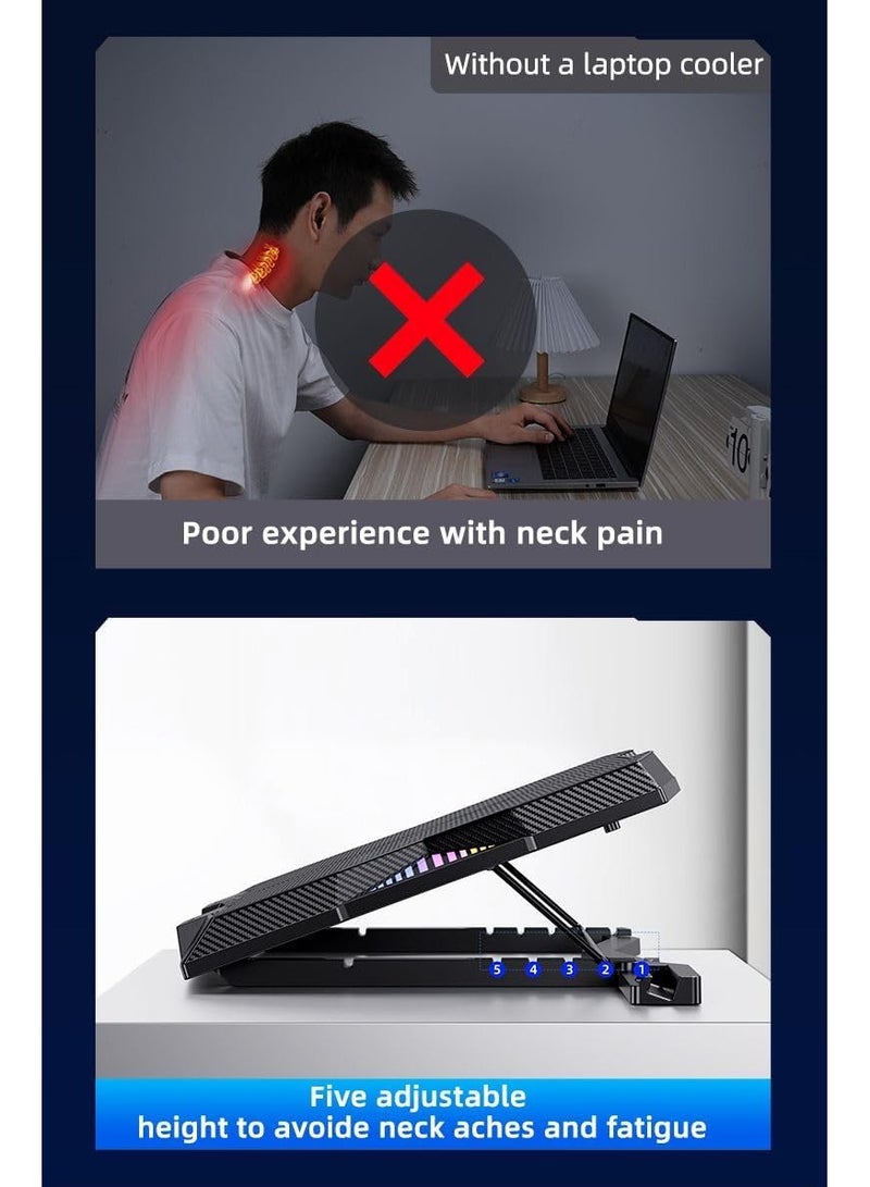 Benks SR08 Laptop Cooling Bracket with Powerful Turbine Fan, 4600 RPM, RGB Lighting, USB Port, Phone holder - Image 4
