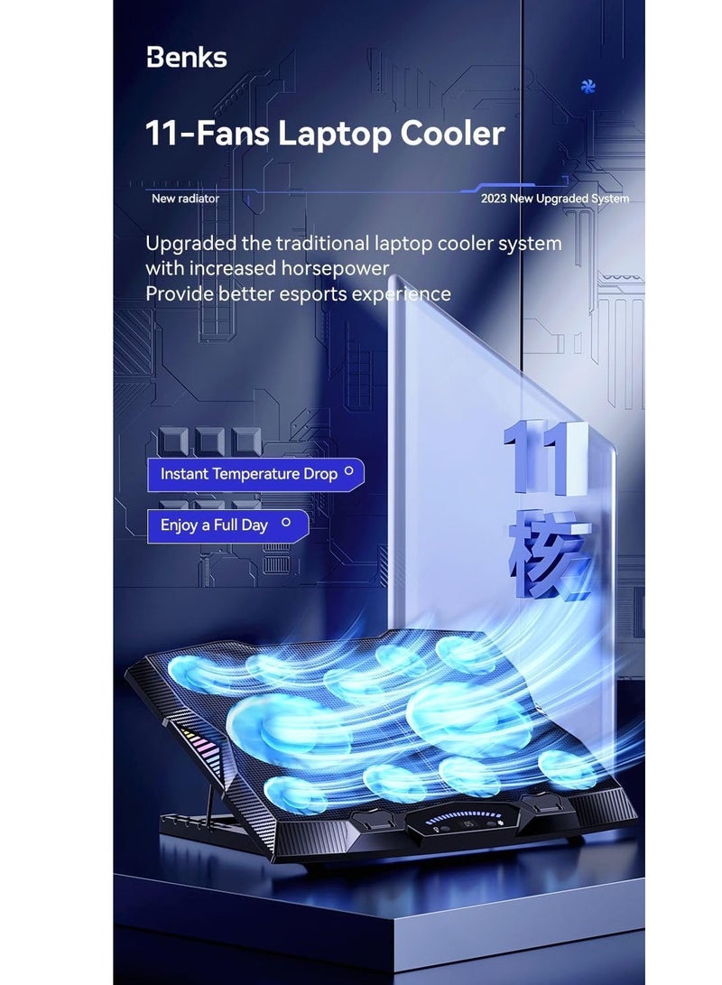 Benks SR08 Laptop Cooling Bracket with Powerful Turbine Fan, 4600 RPM, RGB Lighting, USB Port, Phone holder - Image 3