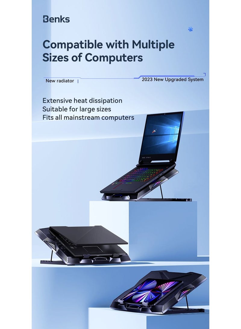 Benks SR08 Laptop Cooling Bracket with Powerful Turbine Fan, 4600 RPM, RGB Lighting, USB Port, Phone holder - Image 5
