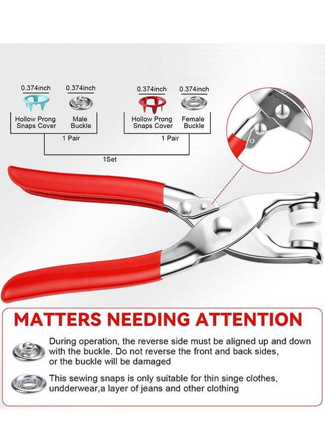 Snap Button Kit 100 Set, 9.5mm Snap Fasteners Kit with Pliers, Sewing Kit with Metal Buttons, Button Installer for Clothing, for DIY Crafts Sewing Fabric Clothes Bag Jean - Image 4