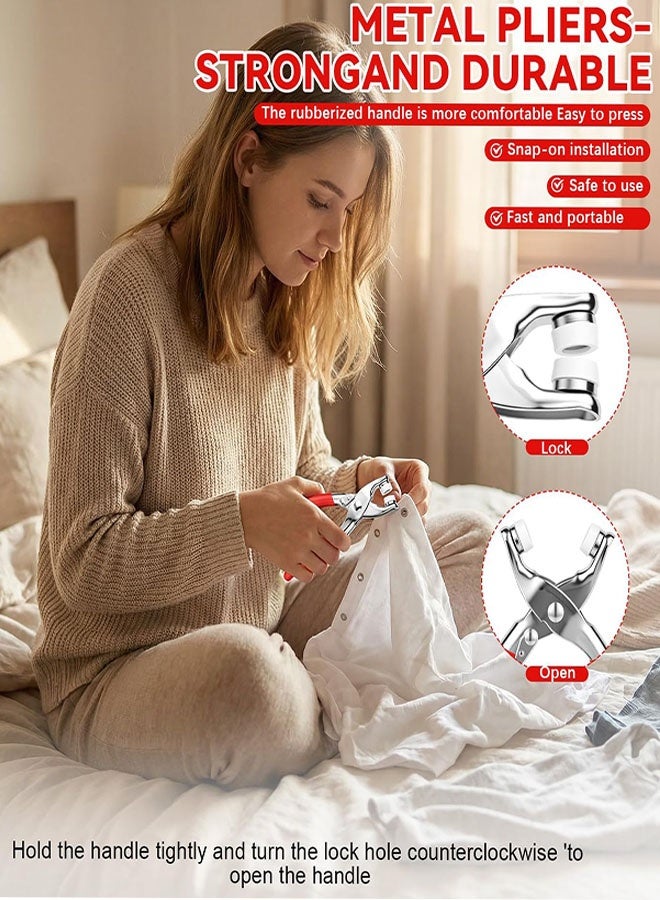 Snap Button Kit 100 Set, 9.5mm Snap Fasteners Kit with Pliers, Sewing Kit with Metal Buttons, Button Installer for Clothing, for DIY Crafts Sewing Fabric Clothes Bag Jean - Image 5