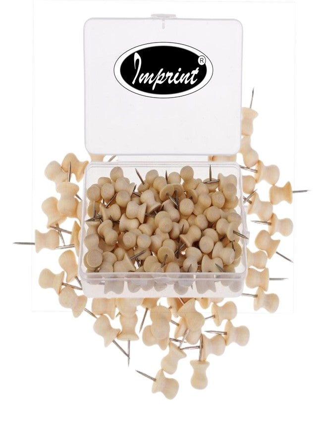 إمبرينت دبابيس خشبية على شكل قبعة قش من إمبرينت، دبوس رسم، دبوس خريطة العالم، دبوس خريطة، دبوس لوحة إعلانات، دبوس لوحة فلين - عبوة من 40 قطعة - Image 1