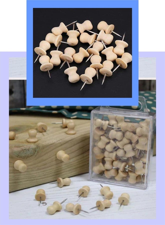 إمبرينت دبابيس خشبية على شكل قبعة قش من إمبرينت، دبوس رسم، دبوس خريطة العالم، دبوس خريطة، دبوس لوحة إعلانات، دبوس لوحة فلين - عبوة من 40 قطعة - Image 2