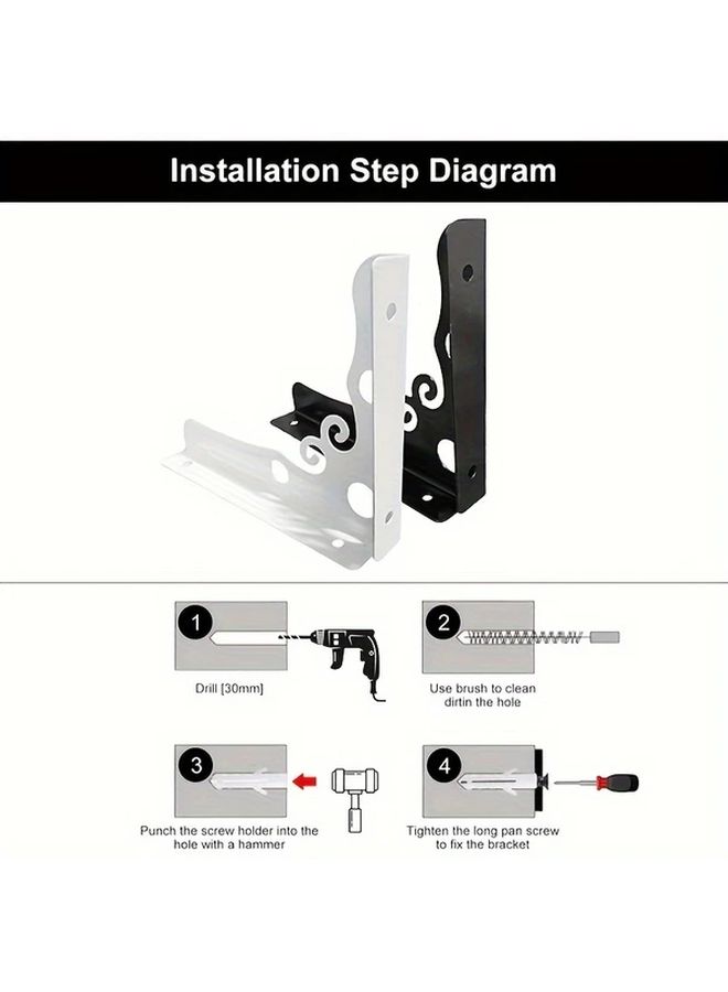 2 Pack White L Shape Brackets For Floating Shelves Wall Mounted Space Saving Hardware - Image 3