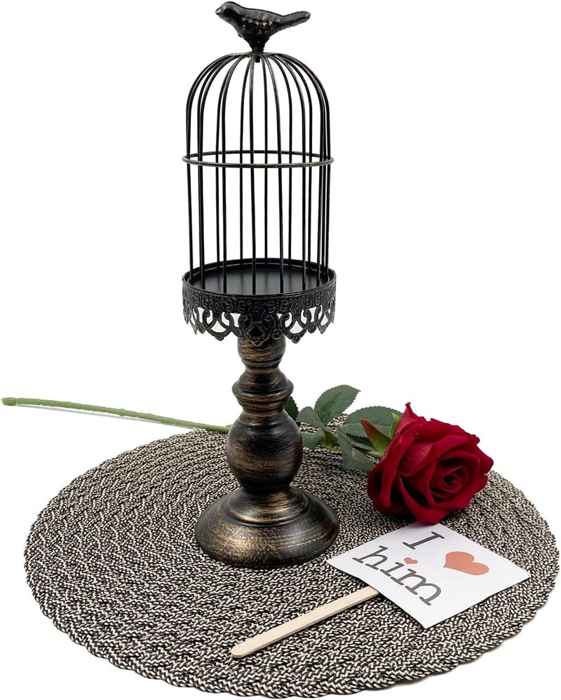 Zalaxt Retro Shabby Candle Holder, Decorative Birdcage Candle Holder Vintage Metal Candlestick for Wedding ,Party Vintage Gothic Decor,Victoriana Decor ,Home Decor Black 15 Inch - Image 5
