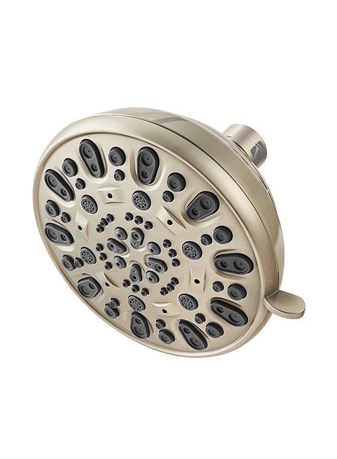 VMASSTONE High Pressure Shower Head 4.7" Rain Fixed Showerhead 7-Spray Setting with Adjustable Brass Swivel Ball Joint - Excellent Replacement for Your Bath Shower Head (FM-001 Brushed Nickel) - Image 1