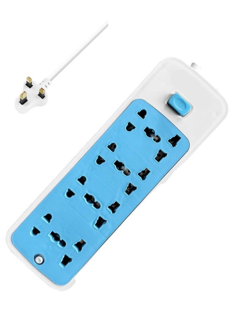 Universal 8-Outlet Power Strip – 4 UK 3-Pin Sockets & 4 Multi-Standard Outlets, 2M Extension Cord, Durable Extension Lead for Home, Office & Travel  - Image 1