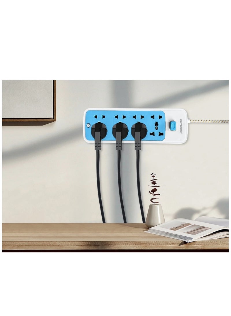 Universal 8-Outlet Power Strip – 4 UK 3-Pin Sockets & 4 Multi-Standard Outlets, 2M Extension Cord, Durable Extension Lead for Home, Office & Travel  - Image 3