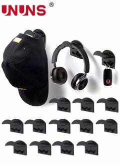 UNUNS 12 PCS Hat Rack For Wall,Hat Hook For Baseball Caps,Upgraded Adhesive Hat Holder,No Drilling,Strong Hat Hooks For Ear Headbands  - Image 1