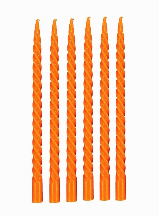 Luces Paraffin Wax Smokeless Scented Orange Colour Twisted Stick Candles Decorations for Living Room Pack of 6 - Image 1
