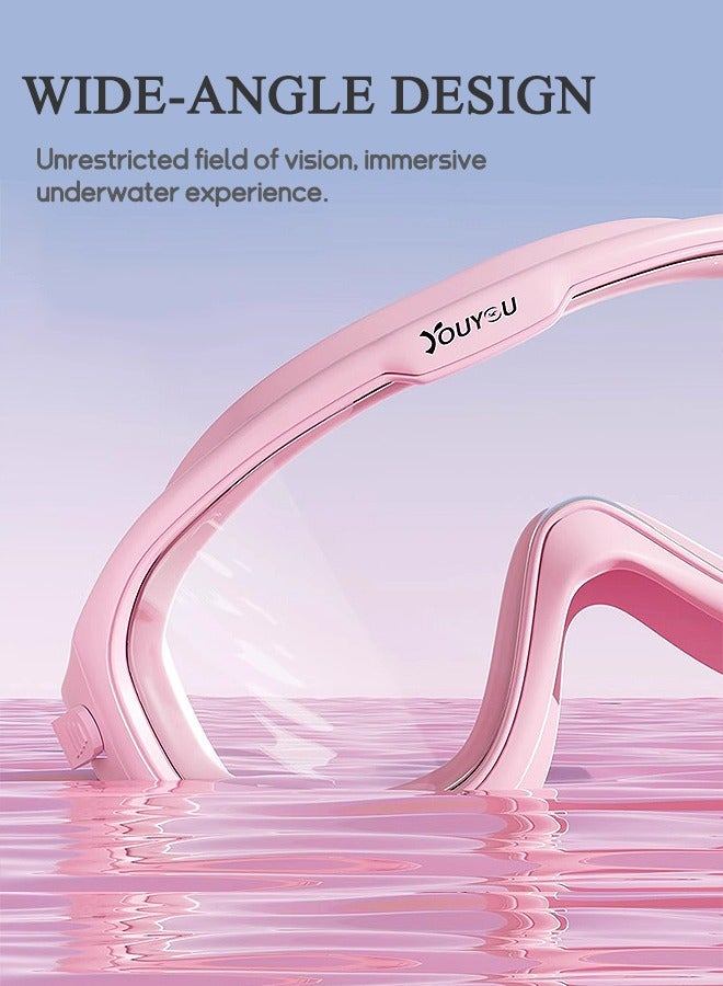 YouYou Swim Goggles with Swimming Cap, No Leaking Anti-Fog Pool Goggles with UV Protection 180°, Wide Field of vision Swimming Goggles (Pink) - Image 3