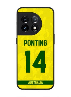 Rugged Black Edge Case for OnePlus 11R 5G / OnePlus Ace 2, Slim fit Soft Case Flexible thin Cover - Player Name - Ricky Ponting, Jersey Number- 14