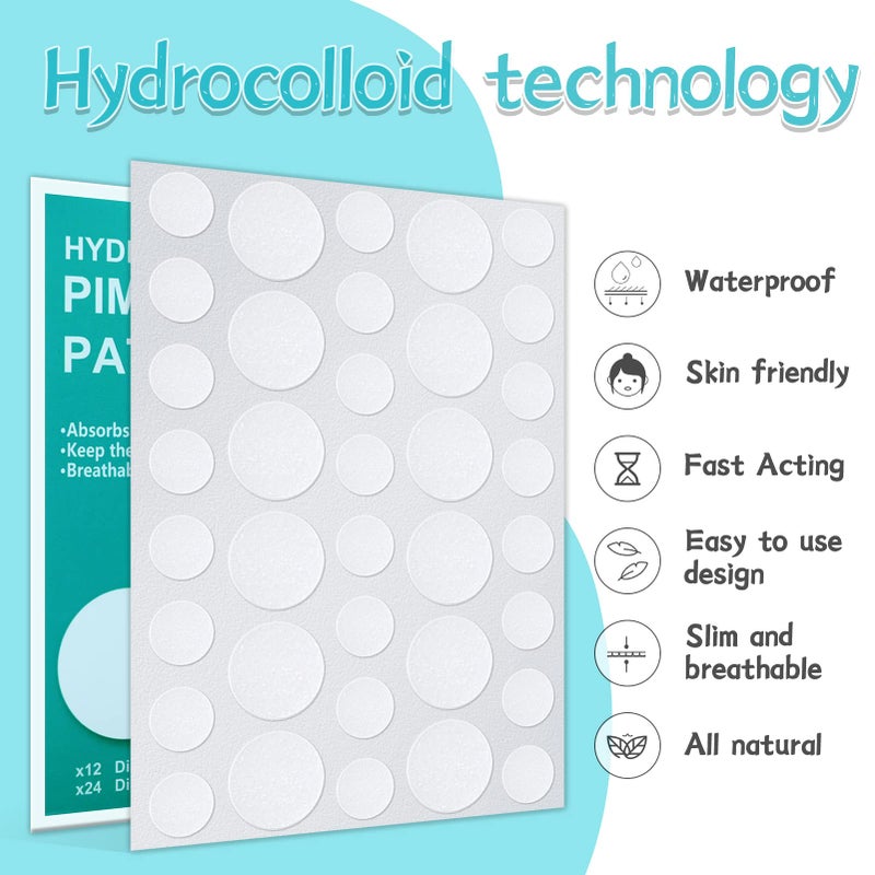 PICcircuit 180 Counts Pimple Patches for Face Hydrocolloid Acne Patches for face Invisible Zit Patches for Face Pimple Patch Acne Spot Treatment Patch Blemish Patches Cover Patches Stickers - Image 3