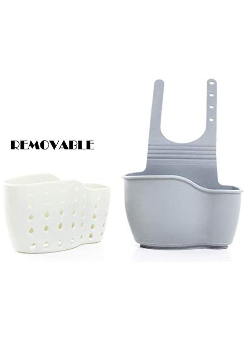 UREVO Kitchen Sink Caddy Sponge Holder Hanging Basket Organizer for Sponges Soaps Cleaning Brushes Kitchen Sink Storage for Home and Outdoor Use - Image 4