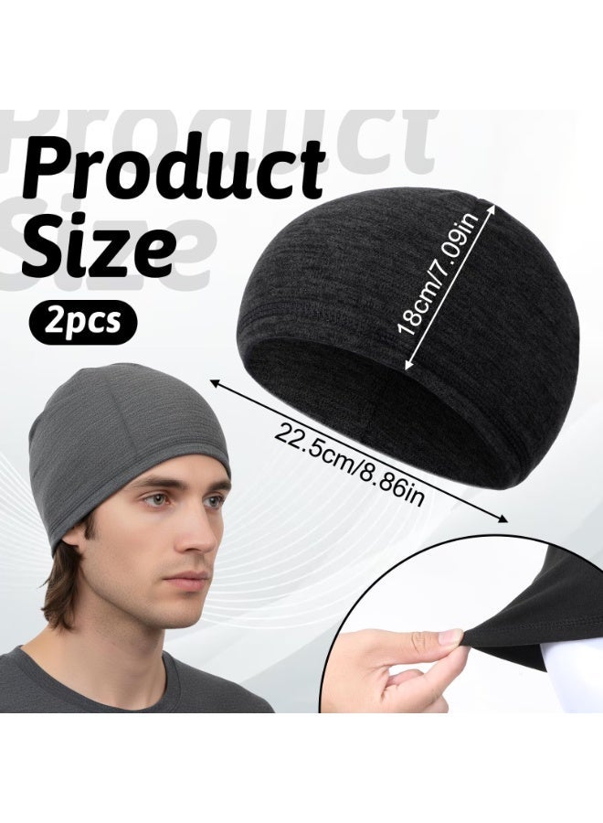 2 PCS Men Wave Caps, Black & Dark Gray Elastic Stocking Bonnets, Breathable Reusable Caps Over Durag for 360 540 720 Waves & Sleeping Hair Care - Image 2