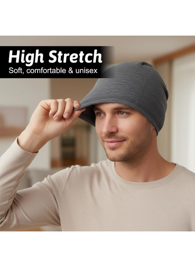 2 PCS Men Wave Caps, Black & Dark Gray Elastic Stocking Bonnets, Breathable Reusable Caps Over Durag for 360 540 720 Waves & Sleeping Hair Care - Image 5