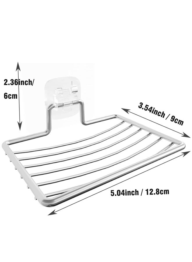 2Pcs Shower Soap Dish, Stainless Steel Bar Soap Holder Wall Mounted for Bathroom/ Shower/ Kitchen (Silver) - Image 3