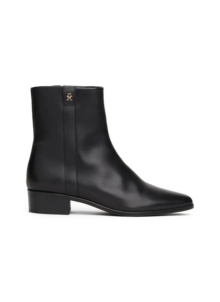 TOMMY HILFIGER Leather Pointed Toe Ankle Boots