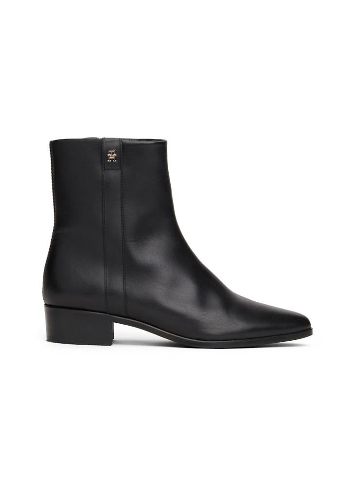TOMMY HILFIGER Leather Pointy Zip Bootie - Image 1