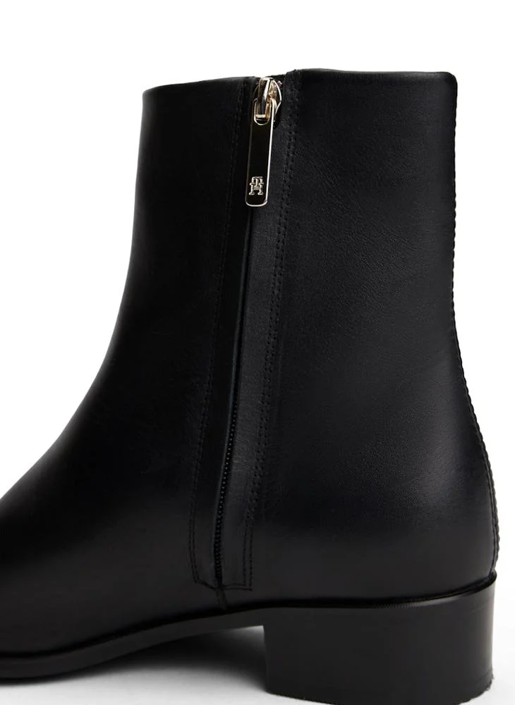 TOMMY HILFIGER Leather Pointed Toe Ankle Boots