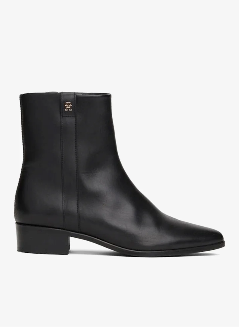 Leather Pointy Zip Bootie