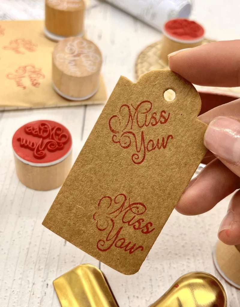 Kağıt Gemi Dükkan Paper Ship Shop Mini Wooden Circular Vintage Miss You Patterned Seal / Stamp / Stamp / Book Seal / Stamp / Seal