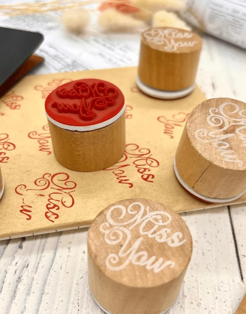 Kağıt Gemi Dükkan Paper Ship Shop Mini Wooden Circular Vintage Miss You Patterned Seal / Stamp / Stamp / Book Seal / Stamp / Seal