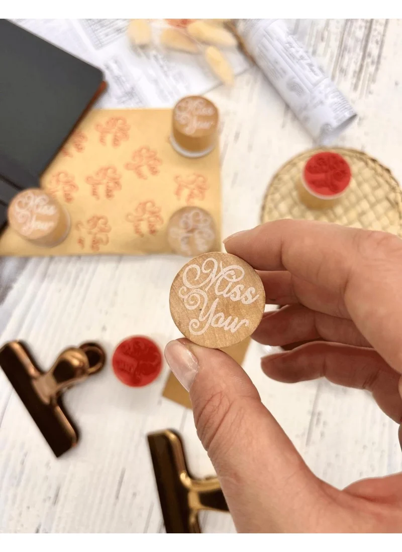 Kağıt Gemi Dükkan Paper Ship Shop Mini Wooden Circular Vintage Miss You Patterned Seal / Stamp / Stamp / Book Seal / Stamp / Seal