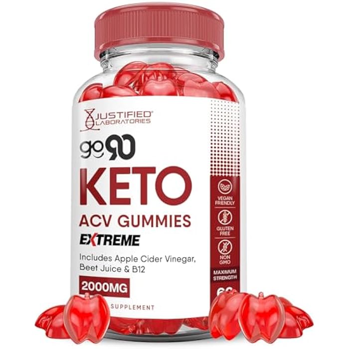 Justified Laboratories Go 90 Keto ACV Gummies Extreme 2000MG Go90 Keto Gummies Apple Cider Vinegar Formulated with Pomegranate Beet Juice Powder B12 Vegan Non GMO 60 Gummys - Image 1