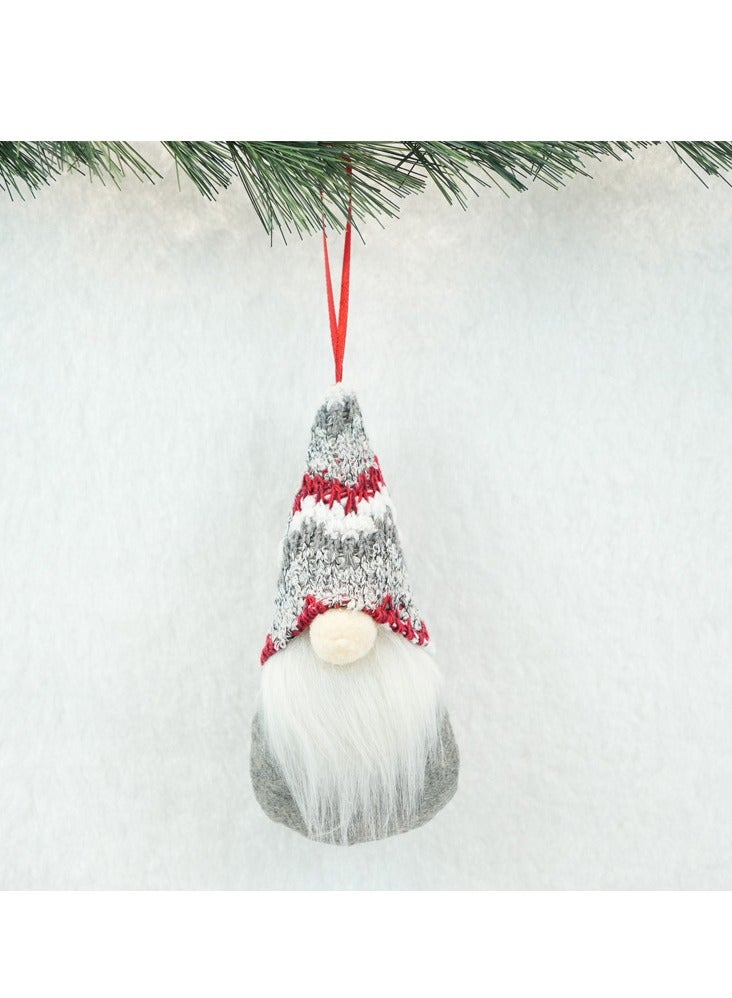 Short legged snowman doll ornaments gift hanging red gray velvet stripes