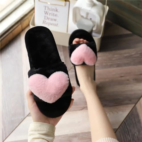 Crazy Lady Women's LOVE Slippers Fuzzy Fluffy Memory Foam House Shoes Open Toe Indoor and Outdoor (01/Pink, 6-7 M US) - Image 2